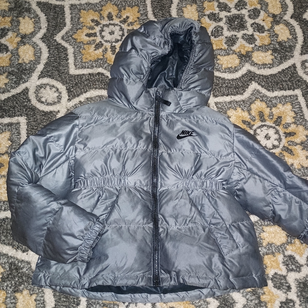 Nike Hooded Puffer Jacket Gray Unisex  sz Small